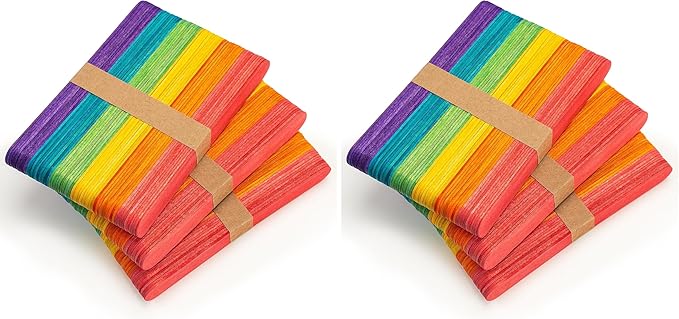 WISYOK 180 Pcs 6' Colored Jumbo Wooden Craft Sticks by WISYOK