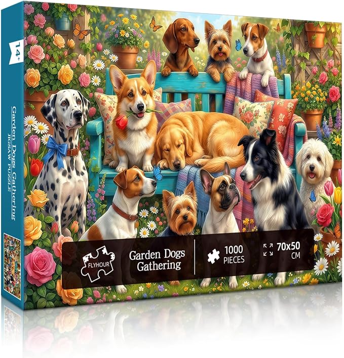 Garden Dogs Gathering Puzzles for Adults 1000 Pieces, Impossible Challenging - Image 4
