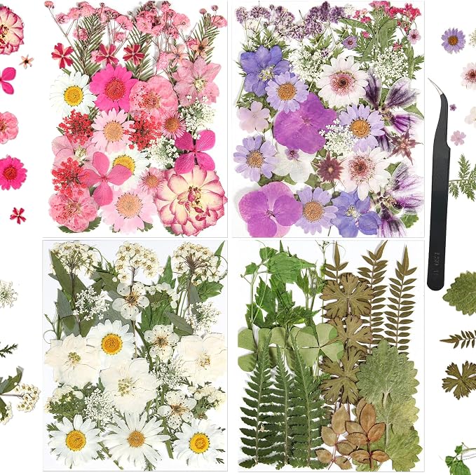 110+PCS Pressed Flowers for Resin Molds, Colorful-A | Real Dried Flower Leaves by nisetten