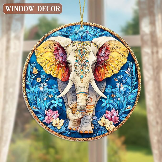 Elephant Christmas Acrylic Ornament, Elephant Christmas Ornaments, Gift - Image 2
