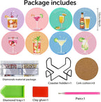 Benjenes 8 PCS Diamond Art Coasters Kits Cocktail Diamond Painting Coaster | - Image 3
