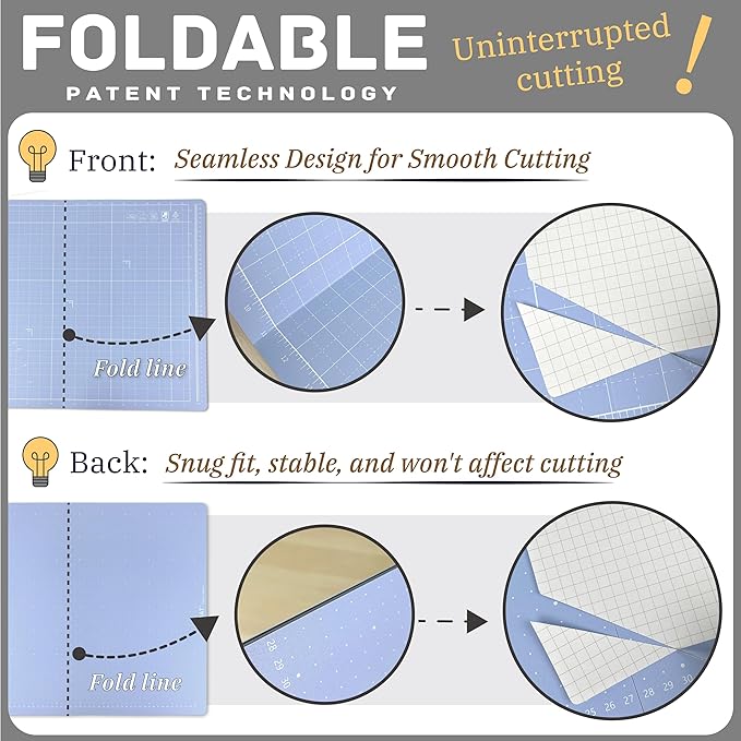 iMAT Flip Cutting Mat Note A2, Double-Sided, Translucent | Inch grid front - Image 6