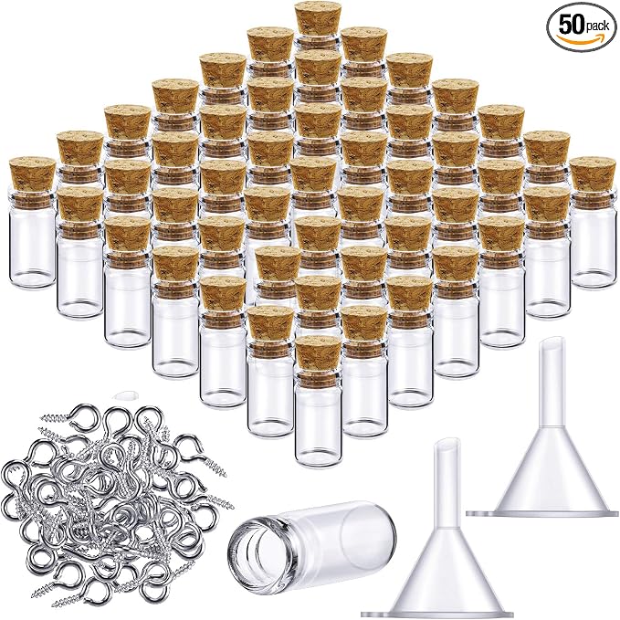 Yungyan 50 Pieces Small Mini Glass Bottles Jars by Yungyan