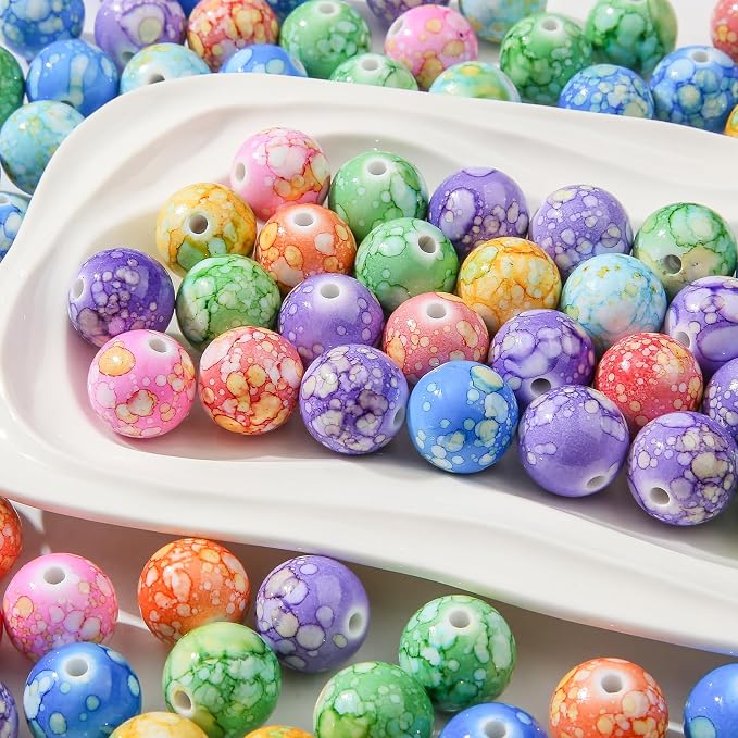 16mm Acrylic Beads 100pcs Chinese Ceramic Style Spacer Bead Loose Beads - Image 5