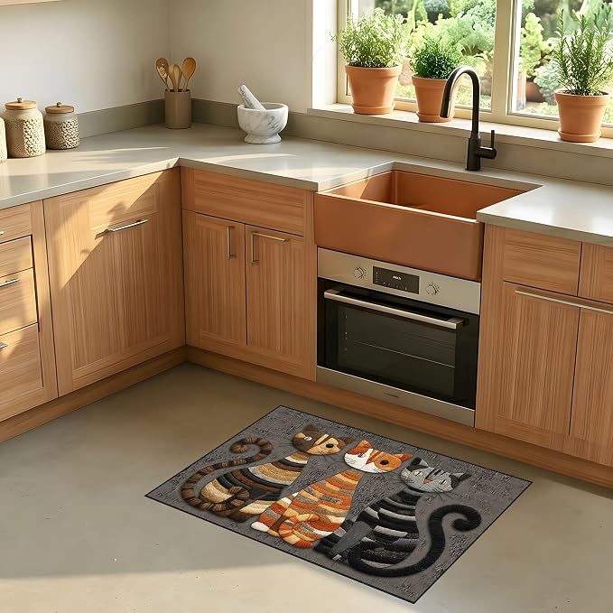 Cute Cat Faux Cashmere Non-Slip Rug 15.7x23.6 Inches, Washable Low Pile - Image 5
