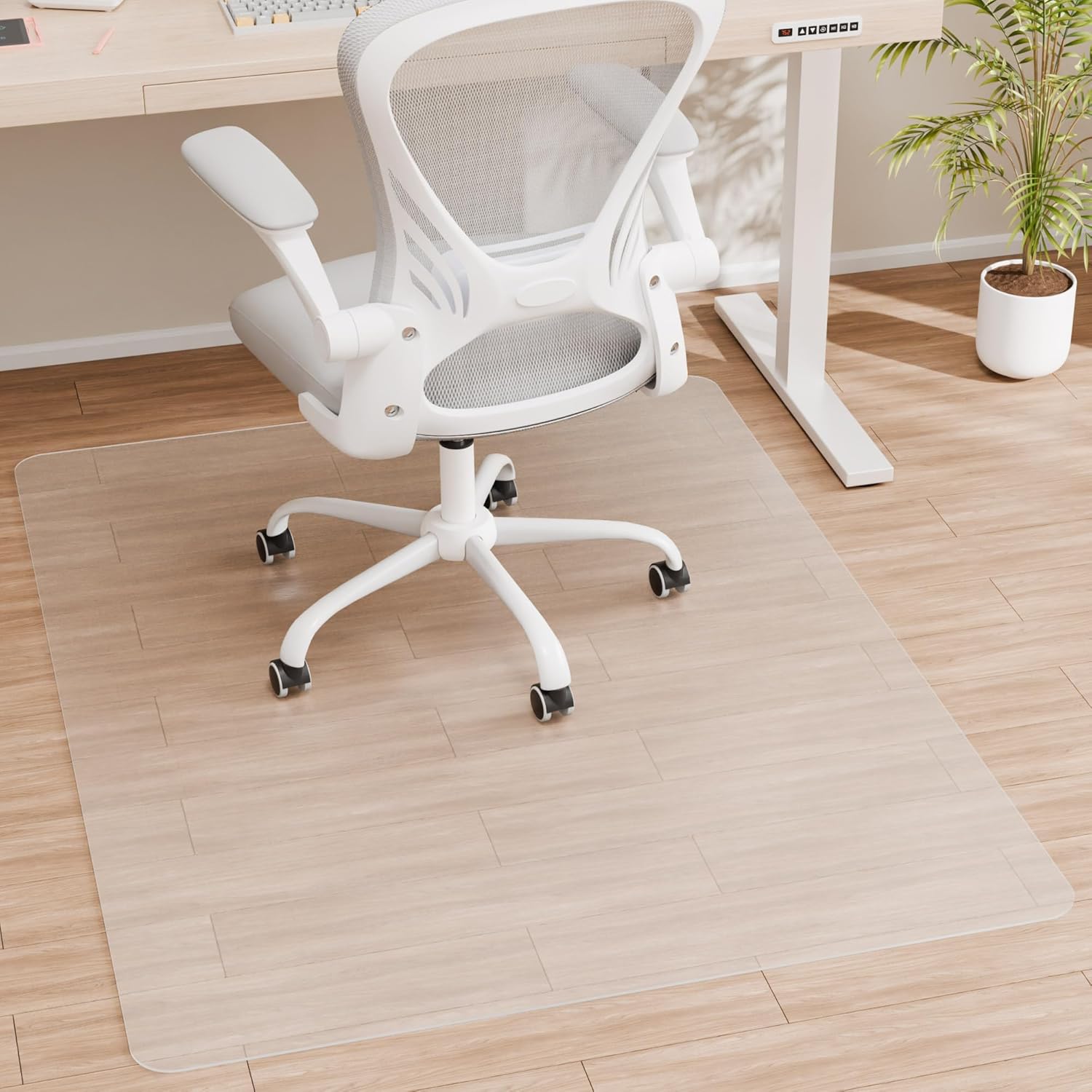 Office Chair Mat for Hardwood Floor, 58" x 44" Clear Computer/Desk Chair Mat for Hard Floor, Thicker, Easy Glide, Non-Slip, Protects Hard Surfaces from Scratches, Ideal for Home or Office