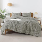 Andency Medium Grey Comforter Set Full Size, Boho Grey Soft Warm Bedding - Image 2