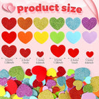 600Pcs Glitter Foam Heart Stickers Valentines Day Love Sticker | 3 Sizes - Image 2