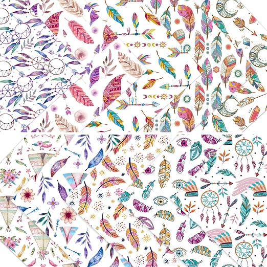 ONEART | 10 Pieces Bohemian Printed Clear PVC Vinyl Sheets, A4 Size See Through - Image 4