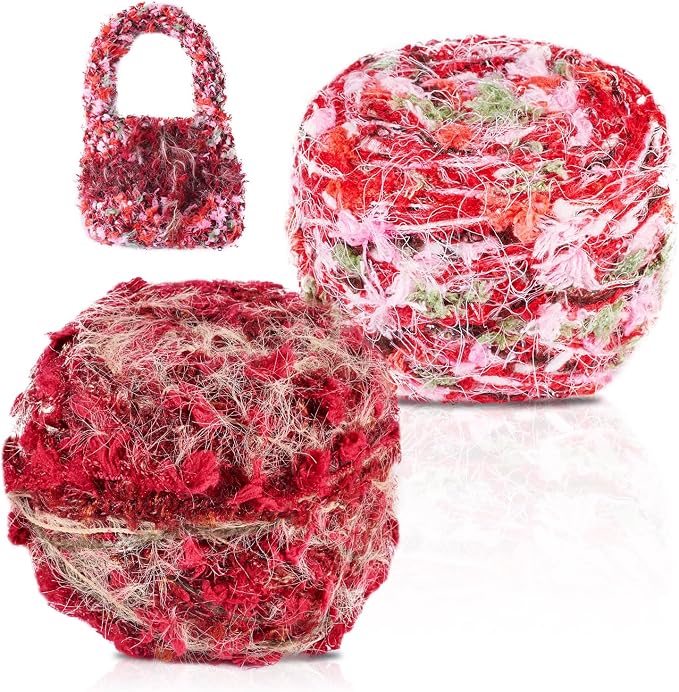 2 Rolls Red Fun Fur Polyester Fringe Yarn Soft Novelty Decorative Yarn by Magibeads