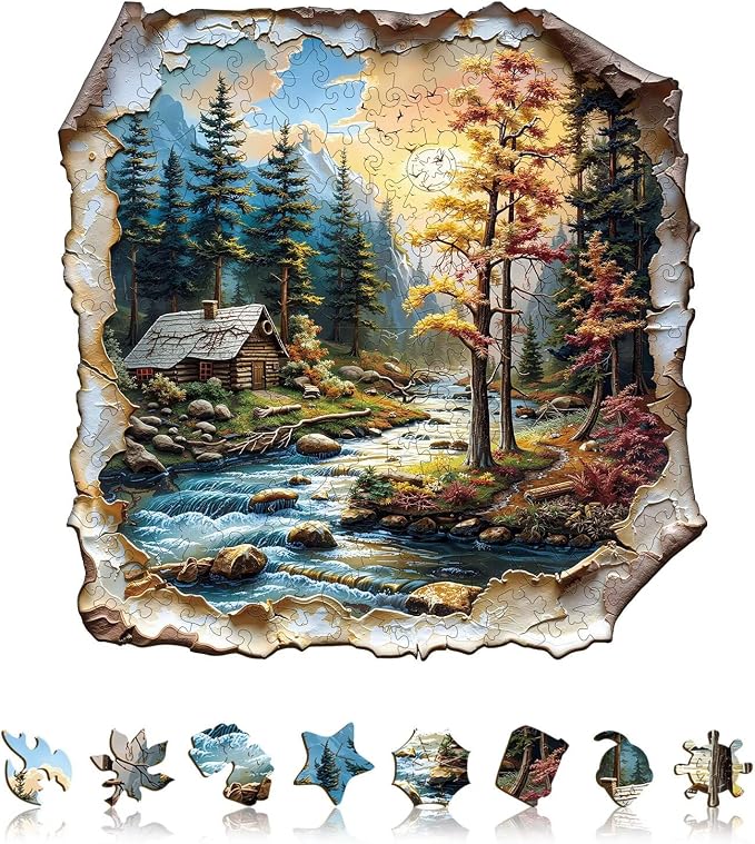 Autumn Dreamscape Puzzles Adults Gifts Wooden 185 Pieces 10.6 * 10.5in by Jollitot