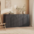 BELLEZE Bijou 64" Modern Buffet Sideboard, Mid-Century Arch Carved Wood Door by BELLEZE
