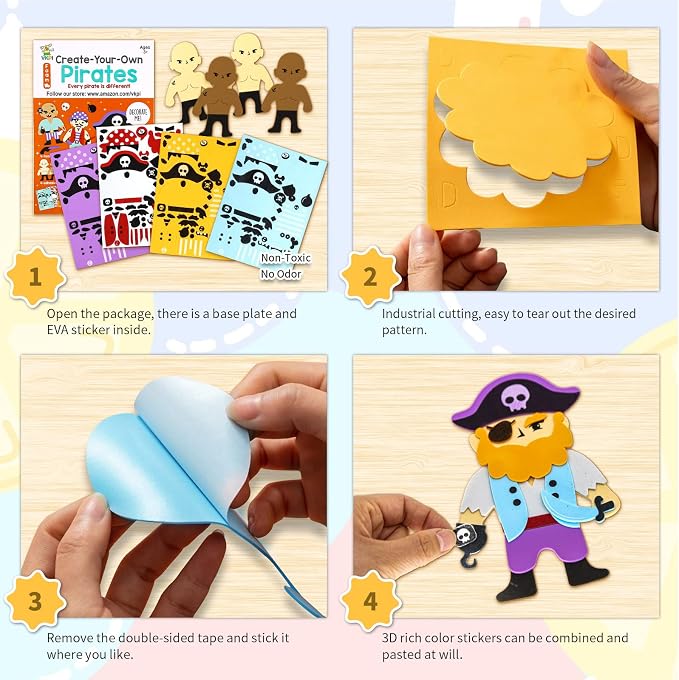 VKPI 4 Pieces EVA Foam Art Crafts Gift Kit, Creative Make Your Own Pirates - Image 2