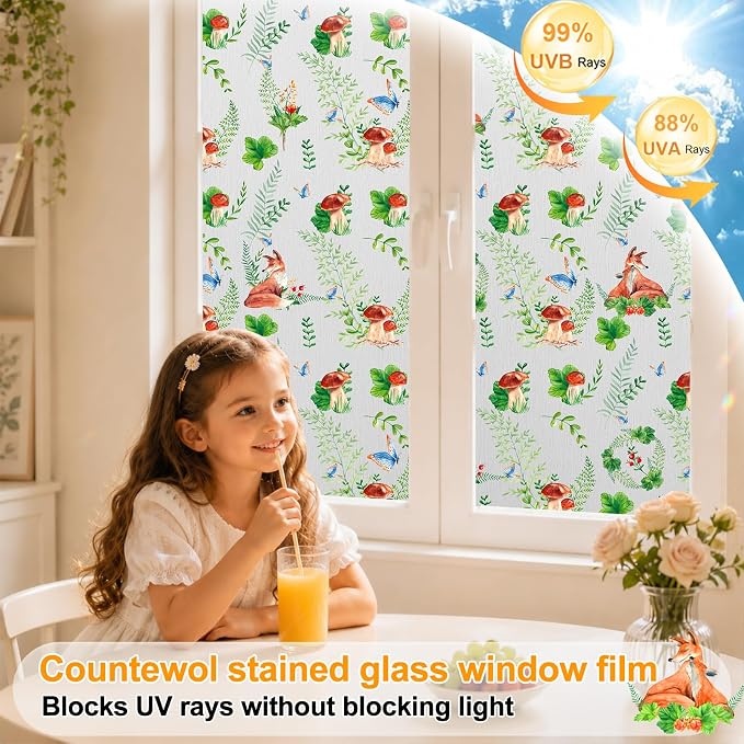 Countewol Privacy Window Films Stain Glass Cling No Glue Anti-UV Window Sticker - Image 5