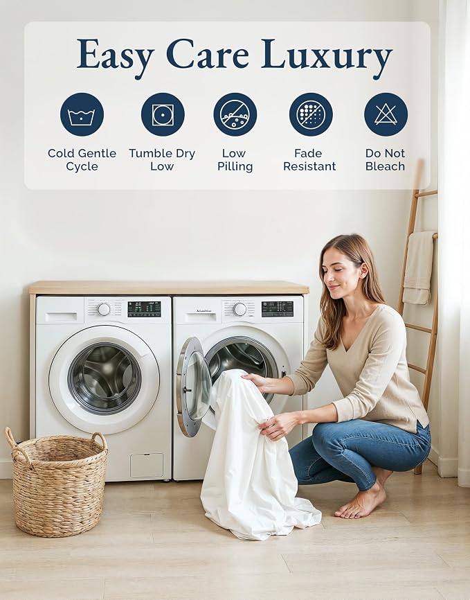 LANE LINEN Sustainably Produced 100% Organic Cotton Queen Size Bed Sheets - Image 9