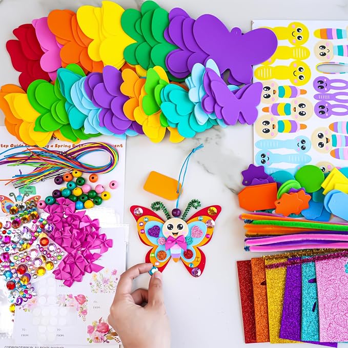 Winlyn 24 Sets Butterfly Craft Kits DIY 3D Rainbow Butterfly Ornaments - Image 6