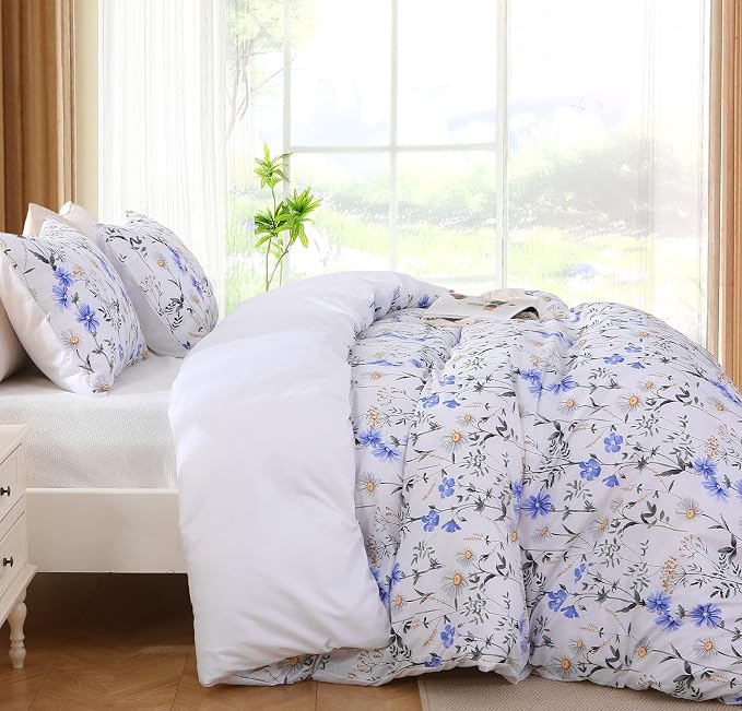 MUXHOMO Duvet Cover Queen Size, Reversible Floral Vintage Duvet Cover Set - Image 4