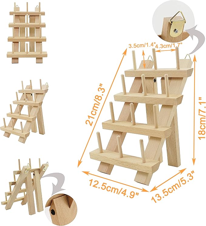 New brothread 60 Spools + 12 Spools Wooden Thread Rack/Thread Holder Organizer - Image 2