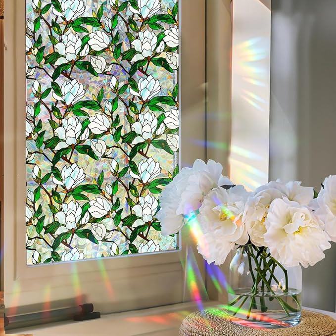 Floral Stained Glass Window Privacy Film, Retro Decorative Rainbow Window - Image 5