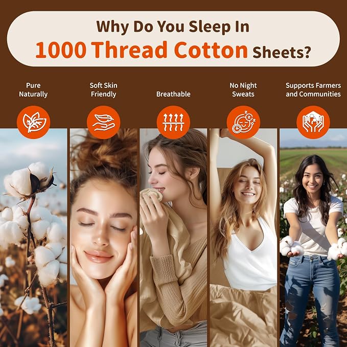 LBRO2M 1000 Thread Count 100% Egyptian Cotton Sheets Set Twin, 3 Piece Sets Bed - Image 4