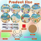 ijbnhd 8 Pack Diamond Art Coasters Kits Ocean | Diamond Painting Coasters Kit - Image 3
