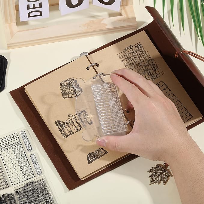 GLOBLELAND Books Clear Stamps Library Card Silicone Clear Stamp Reading List - Image 5