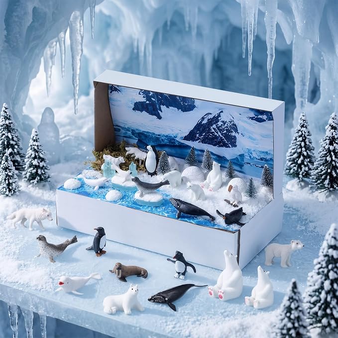 Teyva Daily 48 Pcs Arctic Animal Diorama Kit Habitat Project Box Set Arctic - Image 5
