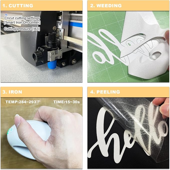 Rainow White Glitter Heat Transfer Vinyl 12" x 15 ft HTV - Image 4