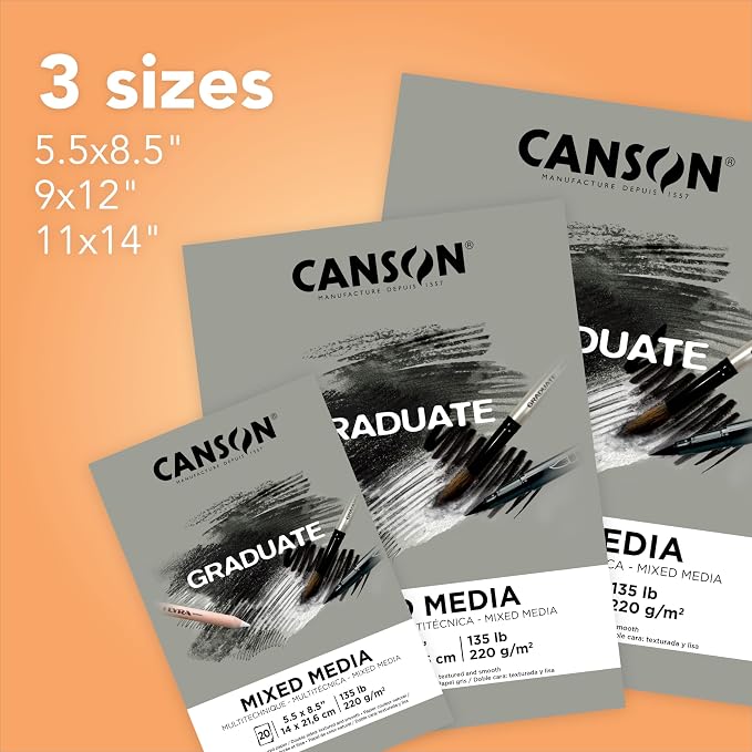 Canson Graduate Grey Toned Mixed Media Pad, 9x12 inch, 20 Sheets | Artist Paper - Image 4