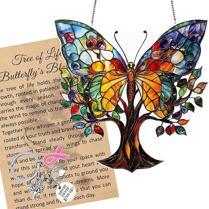 Butterfly Gifts for Women, Acrylic Butterfly Suncatcher Faux Stained Glass by Unknown