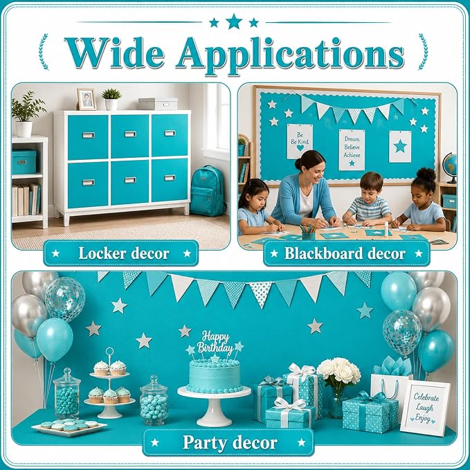 Teal Blue Bulletin Board Roll Non-Woven Fabric Poster 16in X 20ft | Back to - Image 5