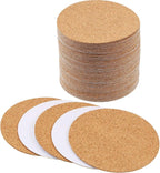 60 Pieces Self Adhesive Cork Coasters Squares/Round 4 x 4 Cork Mats Backing by HOTOP