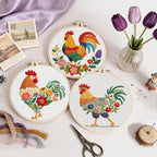 Uniartfy 3 Pack Funny Rooster and Flower Embroidery Kits - Image 5