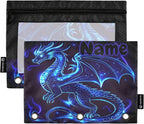 Custom Dragon Blue Black Pencil Pouch by BOENLE-WELCOMEYOURCOMING