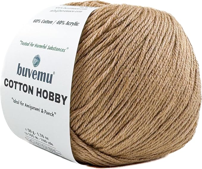 Cotton Hobby Yarn for Amigurumi Crochet & Knitting | 1.76 oz / 180 yds by buvemu
