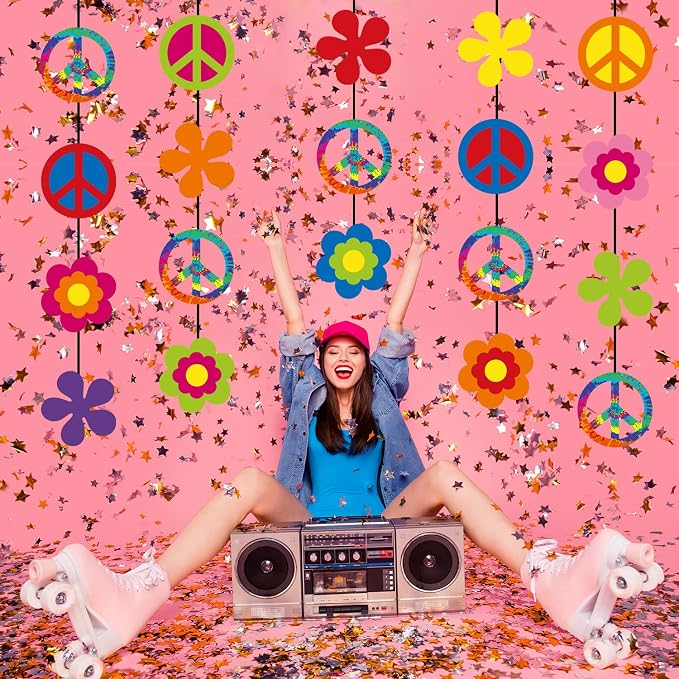 Gejoy 20 Pcs Hippie Party Flower Cutouts 60s 70s Groovy Party Cutouts - Image 5
