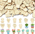 100 pcs Mixed Styles Cactus Potted Theme Unfinished Wood Cutout Charms Tropical by Gythara