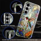 for Samsung Galaxy S24 Plus Case, Hummingbird Wildflower Stained Glass Pattern - Image 5