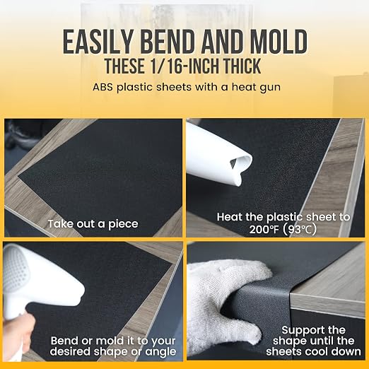 CALPALMY 8-Pack Black ABS Plastic Sheet 1/16 Inch Thick, Flexible Than Acrylic - Image 7