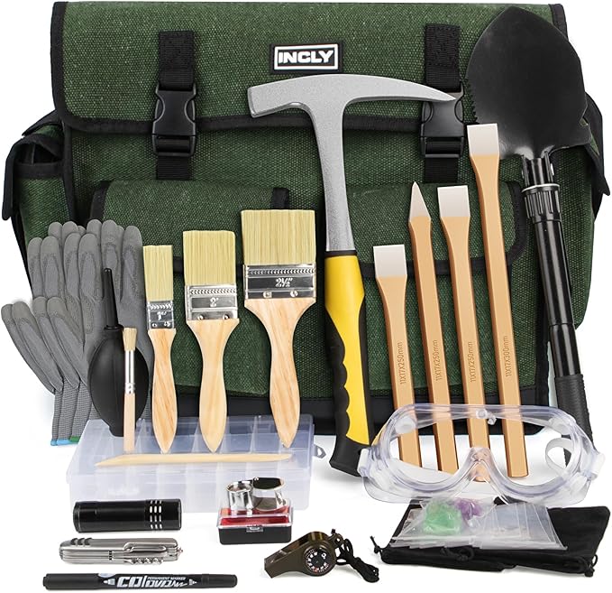 INCLY 26PCS Upgrade Geology Rock Pick Hammer Kit, 33.8 oz Hammer & 4 PCS by INCLY