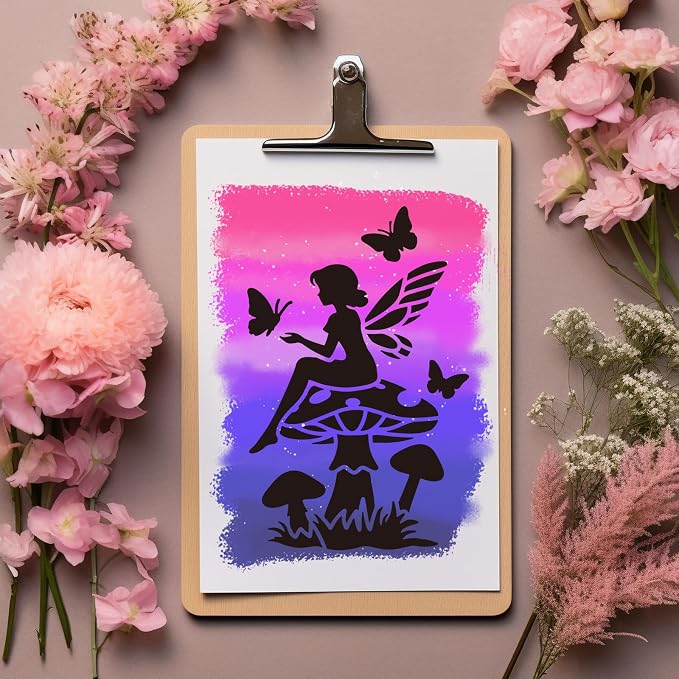 16pcs Fairy Stencils for Painting Stencils for Crafts Reusable | Butterfly Moon - Image 5