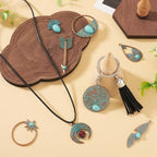 13Pcs Vintage Synthetic Turquoise Charms, Tibetan Style Alloy Bohemia Retro - Image 3