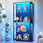 Display Cabinet with Glass Shelves, 4-Tier Display Shelf with LED Lights by AauroHome