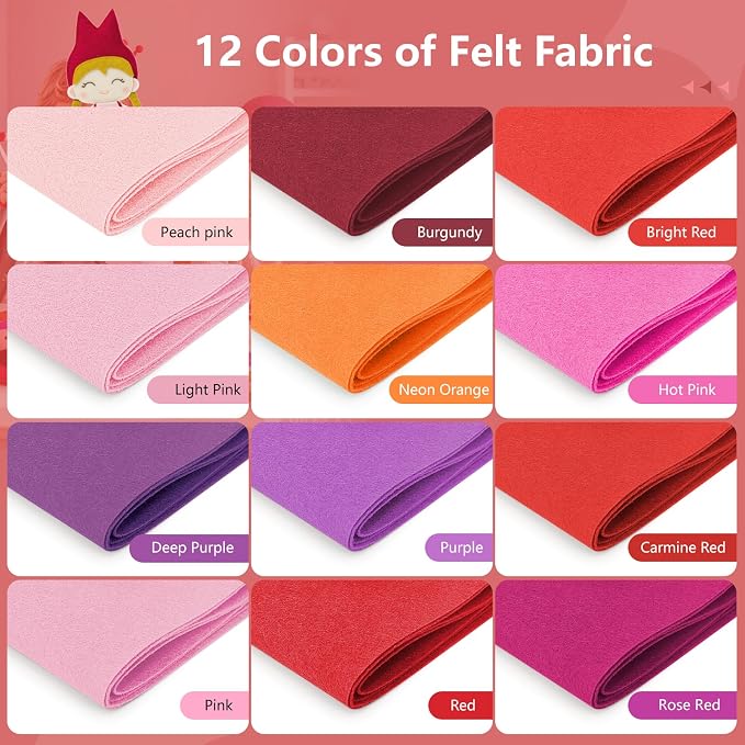 12 Rolls 8"x35" Large Stiff Felt Sheets, 1mm Felt Fabric Sheet - Image 2