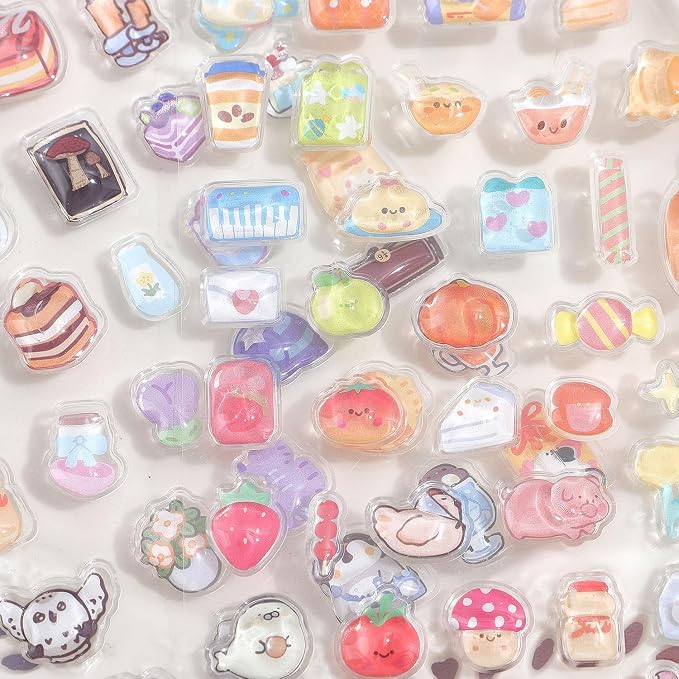 Girl's 3D Cute Japanese Puff Sticker, 100+ Kawaii Dessert and Animal Mini Puffy - Image 4