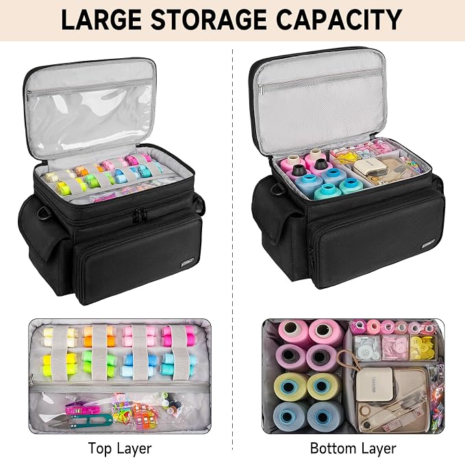 LEFOR·Z Large Sewing Supplies Organizer, Double-Layer Sewing Accessories - Image 3