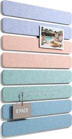 Fluxynara Cork Board Alternative Felt Strip Board 8-Pack 13"x2", Office Pin by FLUXYNARA