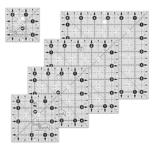 5 Non-Slip Square Quilt Template Rulers - Image 2