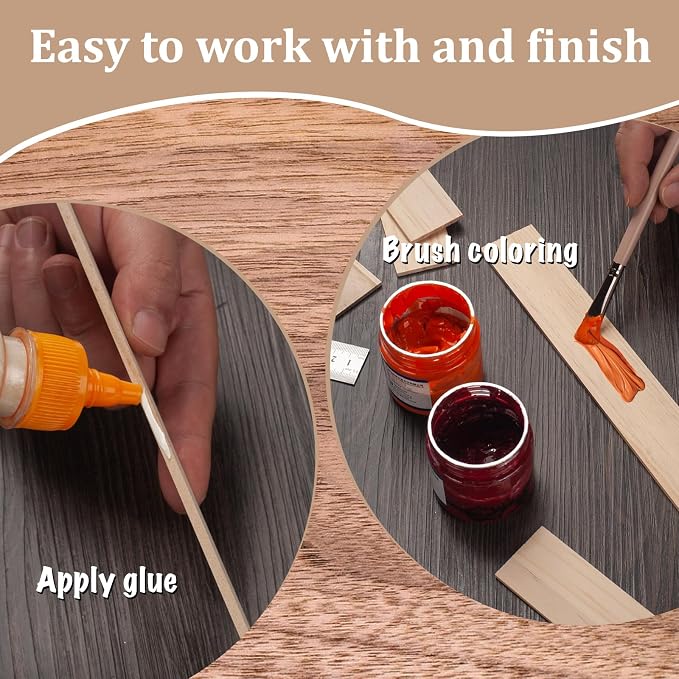 Wooden Dowels for Crafts, Wood Strips Trim Slats for Wall 1/8" × 1.5" × 15" - Image 4