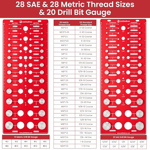 Thread Checker, 76 Nut and Bolt Thread Checker, 28 Standard & 28 Metric & 20 - Image 2